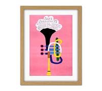 Wee Blue Coo Exhibition Jazz Poland Trumpet Abstract Artwork Framed Wall Art Print 18X24 Inch