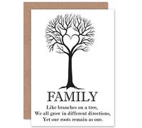 Wee Blue Coo FAMILY ROOTS QUOTE MOTIVATION TYPOGRAPHY B&W HE TREE GREETINGS CARD