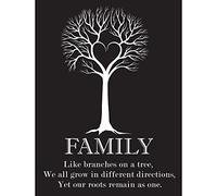 Wee Blue Coo Family Roots Quote Motivation Typography B&W Heart Tree Art Print Poster Wall Decor 12X16 Inch