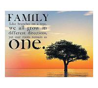 Wee Blue Coo Family Roots Tree Grow Branches Sunset Landscape Quote Typography Art Print Poster Wall Decor 12X16 Inch