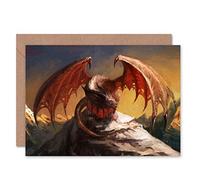 Wee Blue Coo FANTASY DRAGON MOUNTAINS S BLANK GREETINGS BIRTHDAY CARD ART