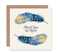 Wee Blue Coo Feather Set Watercolour Paint Yellow Thank You Card Wee Blue Coo Multicolor