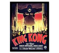 Wee Blue Coo Film King Kong Horror Monster Art Print Framed Poster Wall Decor 12X16 Inch