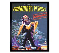 Wee Blue Coo Film Movie Forbidden Planet Robot Rescue Art Print Framed Poster Wall Decor 12X16 Inch
