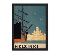 Wee Blue Coo Finland Helsinki Cathedral Ships Artwork Framed Wall Art Print 18X24 Inch
