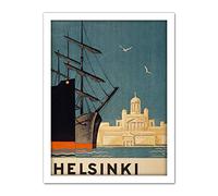 Wee Blue Coo Finland Helsinki Cathedral Ships Artwork Framed Wall Art Print 18X24 Inch