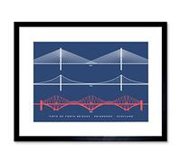Artery8 Wall Art Print Firth Forth Bridges Edinburgh Scotland Queensferry Framed Art in Black | Size: W7" x H9" Artery8 Black W7" x H9"