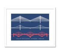 Wall Art Print Firth Forth Bridges Edinburgh Scotland Queensferry Framed Art Artery8 White W7 inch x H9 inch