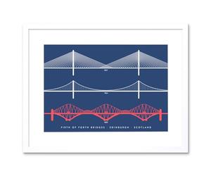 Wee Blue Coo Firth Forth Bridges Edinburgh Scotland Queensferry Framed Art Print