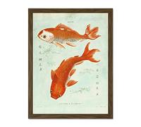 Wee Blue Coo Fish Japanese Koi Large Framed Art Print Wall Poster 18x24 inch