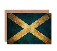 Wee Blue Coo FLAG NATIONAL SCOTLAND SALTIRE BLUE WHITE STRESSED GRUNGE GREETINGS CARD
