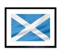 Wee Blue Coo Flag National Scotland Saltire St Andrew Cross Blue White Framed Wall Art Print