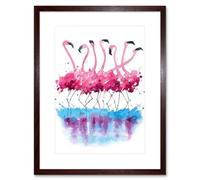 Wee Blue Coo Flamingos Dancing Watercolour Art Print Framed Poster Wall Decor 12x16 inch