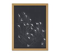 Wee Blue Coo Flock of Birds Silhouette Lines Artwork Framed Wall Art Print 18X24 Inch