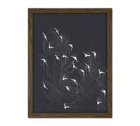 Wee Blue Coo Flock of Birds Silhouette Lines Artwork Framed Wall Art Print 18X24 Inch