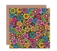 Wee Blue Coo FLORAL FLOWER PATTERN POWER COLOURFUL BLANK GREETINGS BIRTHDAY CARD ART