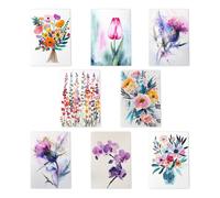 Wee Blue Coo Floral Greeting Art Cards Bright Colourful Bloom Nature Designs | Size: 8 pack Wee Blue Coo Multicolor 8 pack