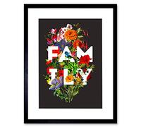 Wee Blue Coo Floral Layered Quote Family Artwork Framed Wall Art Print 12X16 Inch