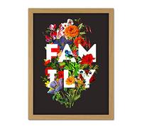 Wee Blue Coo Floral Layered Quote Family Artwork Framed Wall Art Print 18X24 Inch