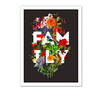 Wee Blue Coo Floral Layered Quote Family Artwork Framed Wall Art Print 18X24 Inch