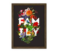 Wee Blue Coo Floral Layered Quote Family Artwork Framed Wall Art Print 18X24 Inch