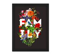 Wee Blue Coo Floral Layered Quote Family Artwork Framed Wall Art Print 18X24 Inch