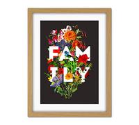 Wee Blue Coo Floral Layered Quote Family Artwork Framed Wall Art Print 18X24 Inch