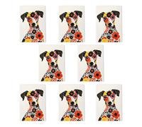 Wee Blue Coo Floral Pattern Jack Russell Dog Lover Folk Art Cards Pack of 8, A6 | Size: 8 pack Wee Blue Coo Multicolor 8 pack