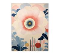 Wee Blue Coo Flower af Klint Style Bloom Pastel Colour Pink Blue Abstract Floral Oil Painting Extra Large XL Wall Art Poster Print