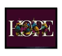 Wee Blue Coo Flower Hope Inspiration Word Art Artwork Framed Wall Art Print 9X7 Inch