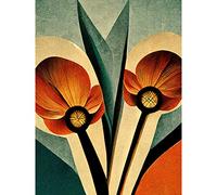 Wee Blue Coo Flower Illustration Art Deco Tulips Bold Extra Large XL Wall Art Poster Print