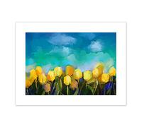 Wee Blue Coo Flower Yellow Tulips Painting Art Print Canvas Premium Wall Decor Poster