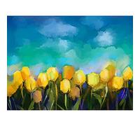 Wee Blue Coo Flower Yellow Tulips Painting Large Wall Art Print Canvas Premium Poster