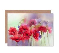 Wee Blue Coo Flowers Dreamy Poppies Greeting Card With Envelope Inside Premium Quality