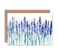 Wee Blue Coo Flowers Lavender Watercolour Greeting Card With Envelope Inside Premium Quality