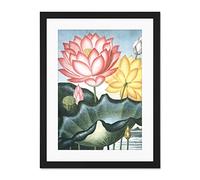 Wee Blue Coo Flowers Lotus Sacred Egyptian Bean Large Framed Art Print Wall Poster 18x24 inch