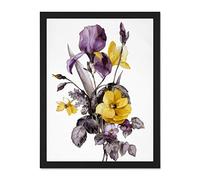 Wee Blue Coo Flowers Purple Yellow Large Framed Art Print Wall Poster 18x24 inch