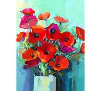Wee Blue Coo Flowers Red Bouquet Vase Large Wall Art Print Canvas Premium Poster