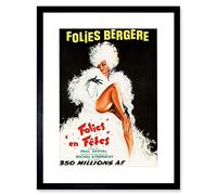 Wee Blue Coo Folies Bergere Theatre Cabaret Artwork Framed Wall Art Print 12X16 Inch