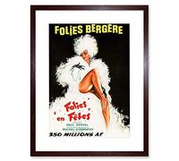 Wee Blue Coo Folies Bergere Theatre Cabaret Artwork Framed Wall Art Print 12X16 Inch