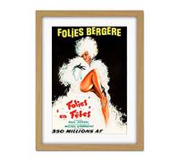 Wee Blue Coo Folies Bergere Theatre Cabaret Artwork Framed Wall Art Print 18X24 Inch