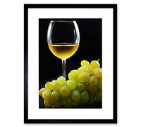 Wee Blue Coo Food Drink Glass Wine White Bunch Grapes Framed Wall Art Print
