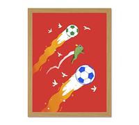 Wee Blue Coo Football Soccer Frog Large Framed Art Print Wall Poster 18x24 inch