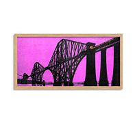 Wee Blue Coo Forth Bridge Edinburgh Pink Long Panel Framed Wall Art Print