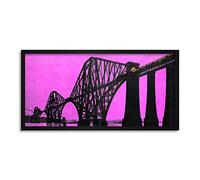 Wee Blue Coo Forth Bridge Edinburgh Pink Long Panel Framed Wall Art Print