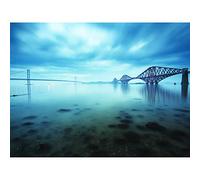 Wee Blue Coo Forth Bridges In Edinburgh Scotland Picture Art Canvas Print