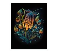 Wee Blue Coo Fox Grape Fritillaria Ernst Haeckel Style Artwork Blue Orange Purple Plant Blooming Flowers Large Wall Art Poster Print Thick Paper 18X24 Inch
