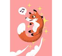 Wee Blue Coo Fox Jumping Music Large Wall Art Print Canvas Premium Poster