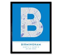 Wee Blue Coo Framed Wall Art Birmingham Alabama United States City Map Modern Typography Stylish Letter Word - 12X16 Inch