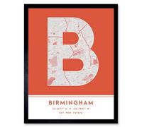 Wee Blue Coo Framed Wall Art Birmingham Alabama United States City Map Modern Typography Stylish Letter Word - 12X16 Inch